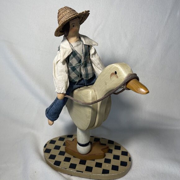 Man Riding Goose- Goose Primitive Folk Art - Picture 5 of 6